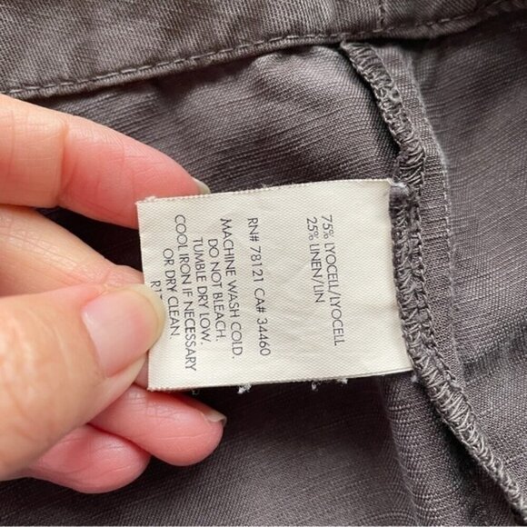 Eileen Fisher Brown Lyocell Linen Blend Straight Leg Trouser w/ Yoke - 10 - Picture 5 of 8